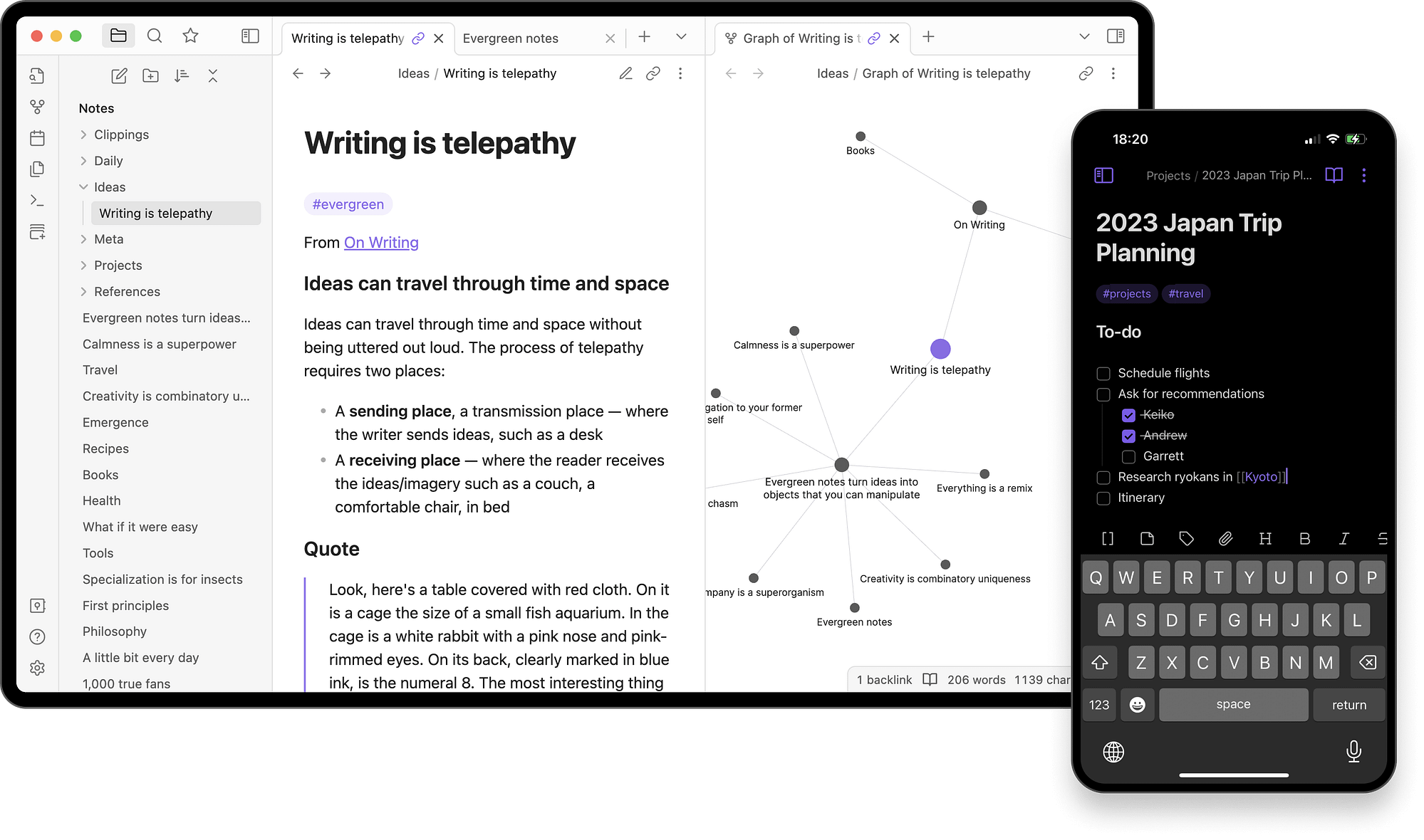 obsidian note taking app