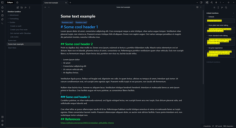 best obsidian theme - Dark Moss